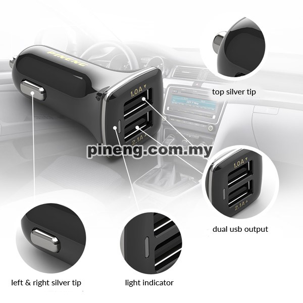 PINENG PN-522 2.1A Dual USB Car Charger